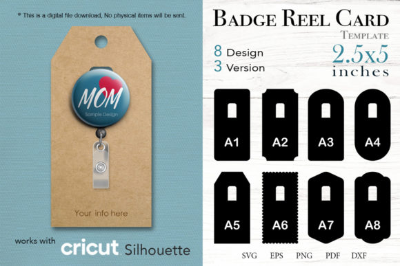 8x3 Badge Reel Display Card 2.5 x5 Graphics for Print Templates