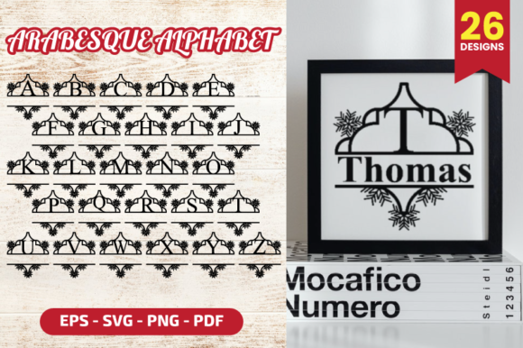 Arabesque Split Alphabet Snowflakes Graphics and Crafts
