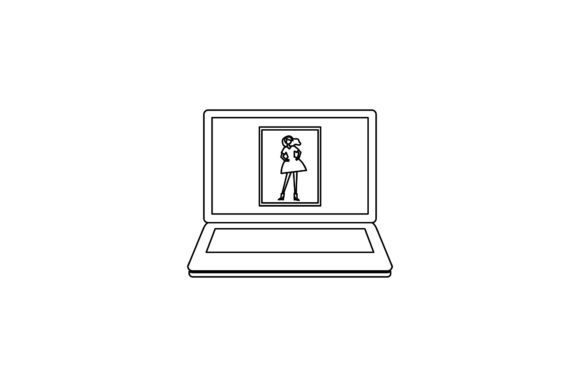 Laptop Icon Cute Display Coloring Page