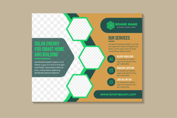 Solar Energy Horizontal Flyer Green Brow Graphics and Print Templates