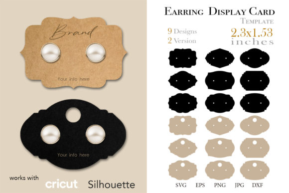 Vintage Earring Display Card 1.53 x 2.3 for Graphics and Print Templates